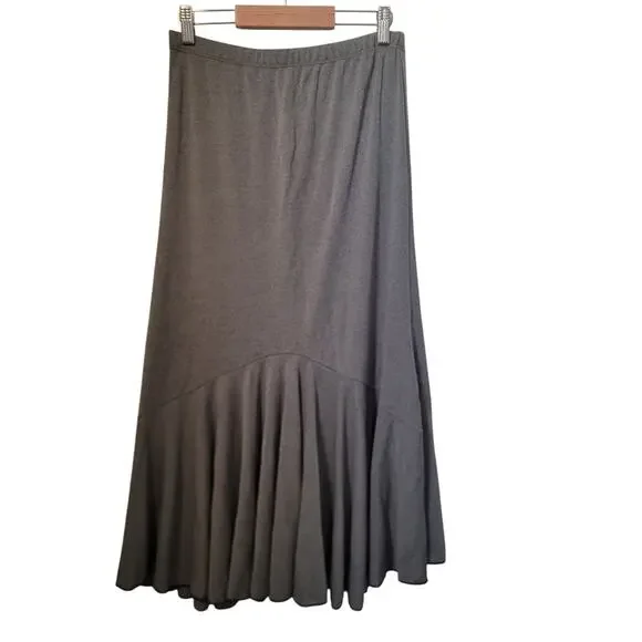 Vintage Y2K Made in USA Grey Maxi‎ Flowy Tiered Skirt XL Witchy Grunge Emo Fairy
