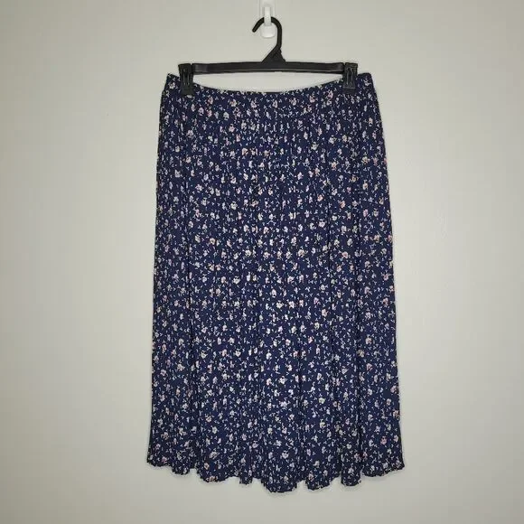 Vintage Talbots 90s blue Prairie farmhouse cottagecore pleated skirt size 14p