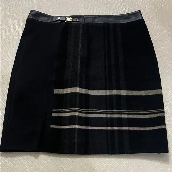 T Tahari Elegant Black Plaid Women's Skirt