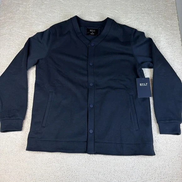 Men's NEW BYLT Adventure Fleece Cardigan Size Large Navy Blue Preppy