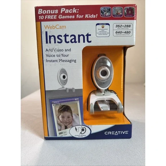 Vintage Creative Webcam Instant, Headset VF0040 VF0040WM‎ New In Box Video Voice