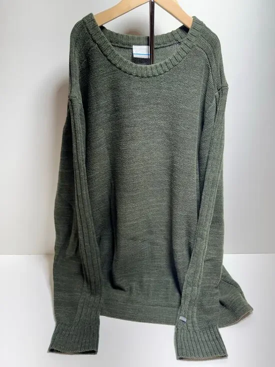 Columbia Fishermen Cable Knit Crewneck Sweater Men’s XL Green Outdoors