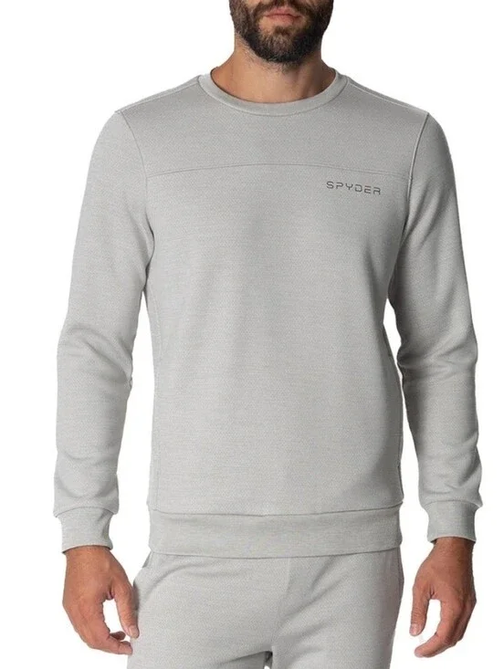 Spyder Men's Light Gray Crewneck, Fleece Lined, Pullover Sweater