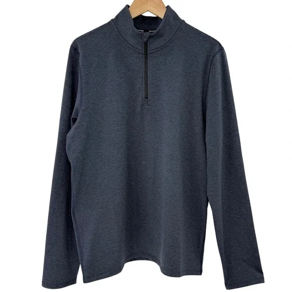 Peloton Mens Quarter Zip Pullover Heather Navy Blue Athletic Training Top Size M