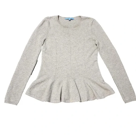 Antonio Melani Taupe 100% Cashmere  Carolina  Sweater Peplum  Size XS Quiet Luxu