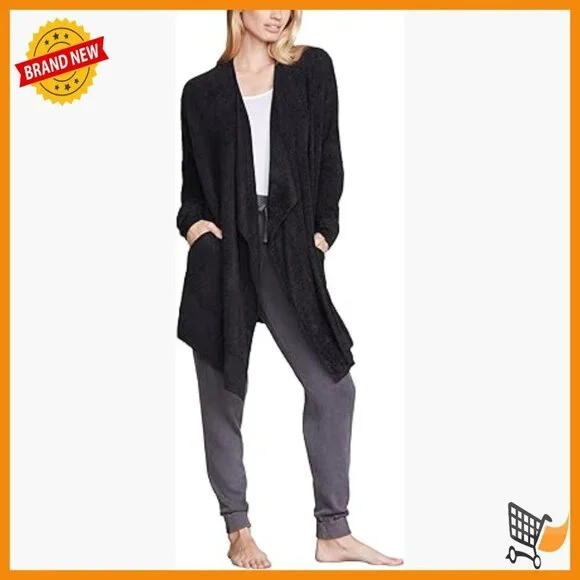 Soft Lightweight Knit Wrap Cardigan with Pockets, Small-Medium