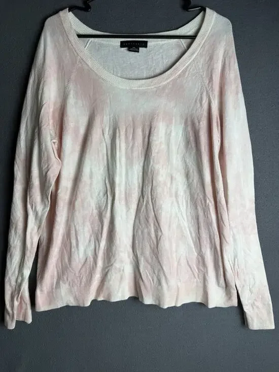 Sanctuary Women Pink Watercolor Pullover Lightweight Sweater XXL