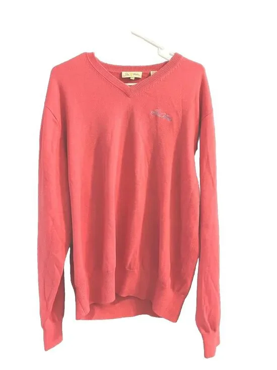 Peter Millar Silk Blend Coral V-Neck Sweater Sea Island Size XXL