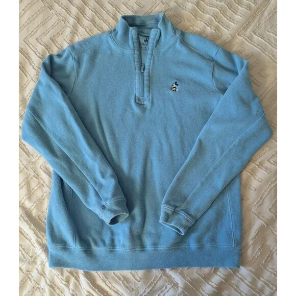 Disney Parks Unisex Small Light Blue Mickey Mouse 1/4 Zip Long Sleeve Pullover