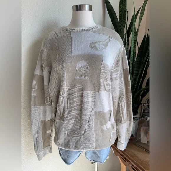 Vintage Cypress Links Golf‎ Sweater 100% Cotton Patch Knit Pullover XL