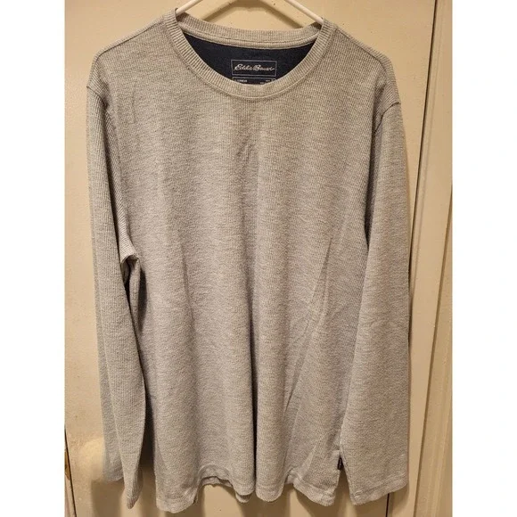 Eddie Bauer Sleepwear Men X-Large Gray Long Sleeve Crew Neck Thermal Stretch