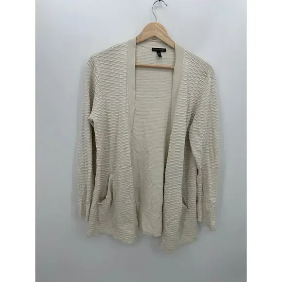 Eileen Fisher Womens‎ Cream Knit Cardigan Sweater Size M Silk Blend Sustainable