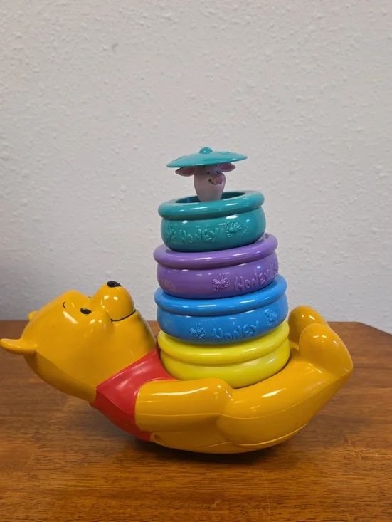 Vintage Mattel Disney Winnie the Pooh Stacking Rings Musical Toy