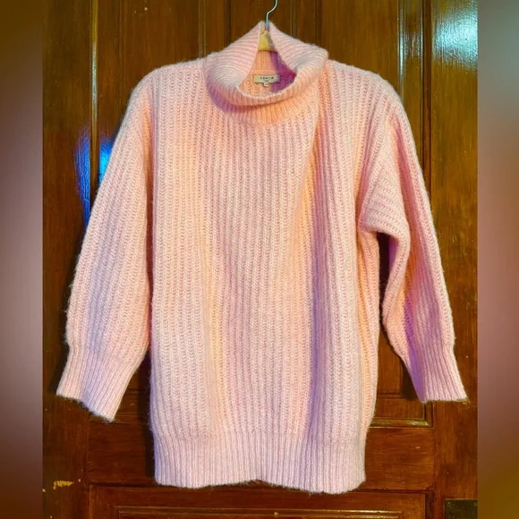 Bubblegum Pink Super Soft Ribbed Turtleneck Sweater