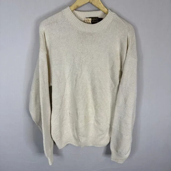 Vintage 1980s‎ Eddie Bauer Cream Sailboat Knit Sweater Made in USA NWT Sz S