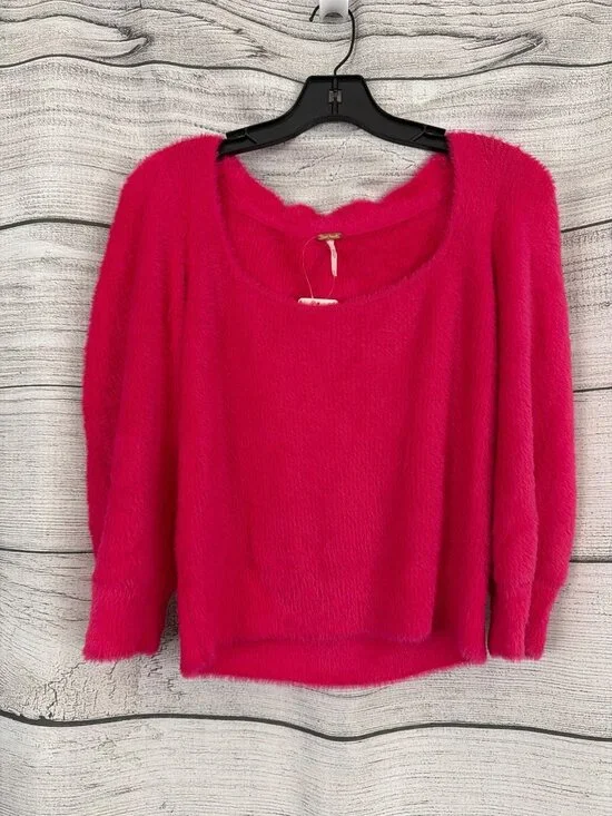 NWT Free People Moonbeam Raspberry Pop Faux Fur Sweater Size M
