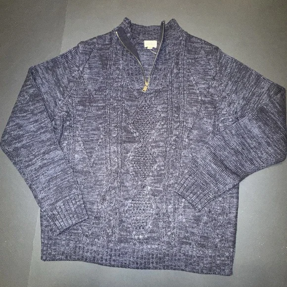 Eight Bell Men's Knitted Quarter Zip Up Pullover Sweater in Navy Blue‎ NWT Dad