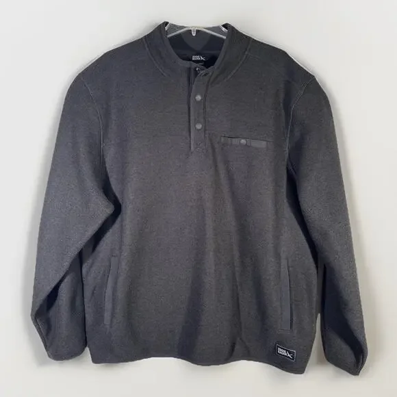 Eddie Bauer Mens 2XL Black Sweater Fleece Pullover 1/4 Quarter Snap Mock Neck