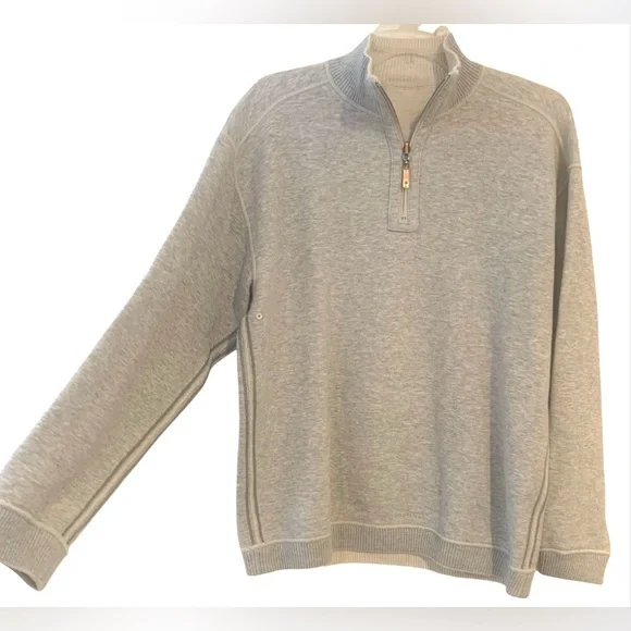 Tommy Bahama Light Gray Quarter-Zip Men's Sweater