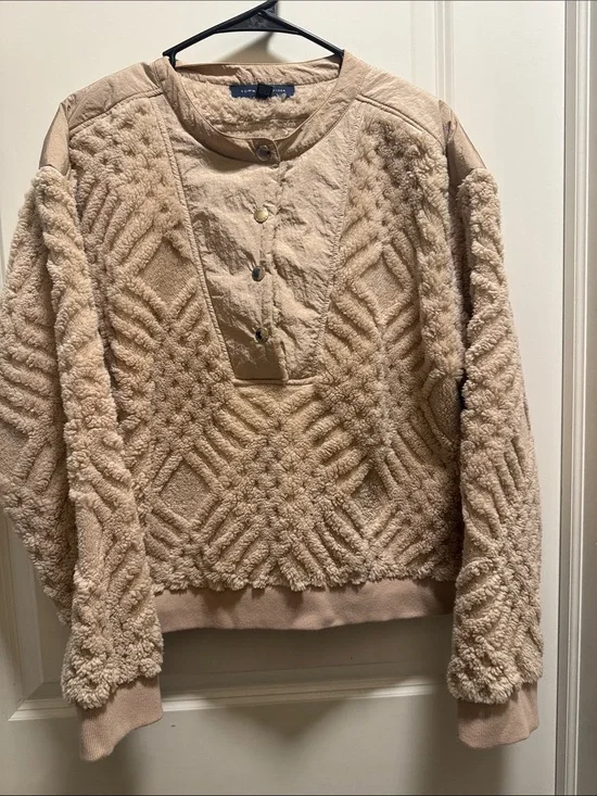 Tommy Hilfiger Textured Sherpa Crewneck Sweater in Beige Woman  L
