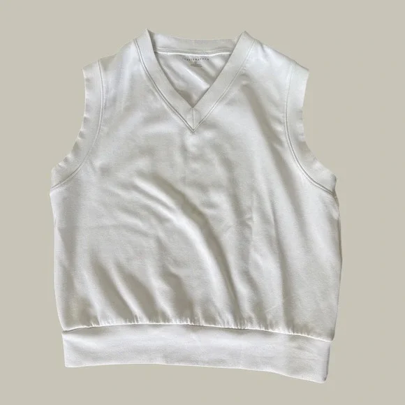 TravisMathew White V-Neck Sweater Vest Viscose Blend Womens Size Medium Golf