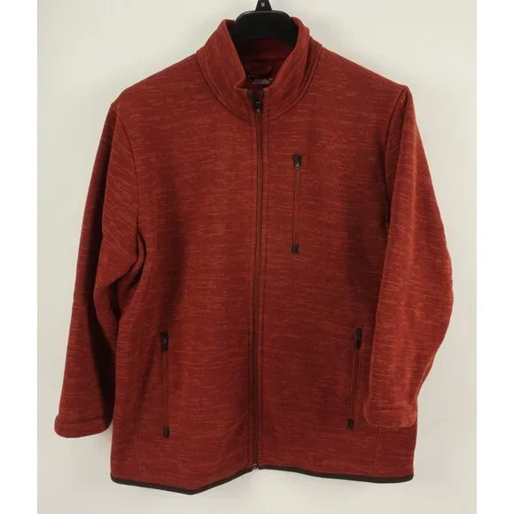 UNTUCKit Kezoh Full Zip Fleece Sweater Men’s XL Comfort Stretch Soft Red Heather