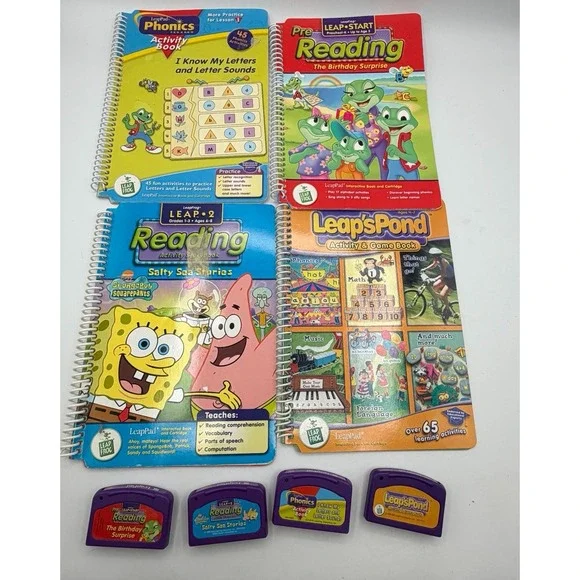 LeapFrog LeapPad Books &‎ Cartridges Lot Phonics Reading LeapStart Bundle