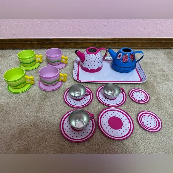 Metal and Plastic Tea Set Replacement Pieces Lot