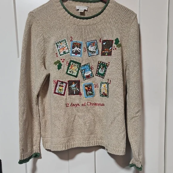 Vintage Christopher & Banks “12 Days of Christmas” Holiday Sweater Large