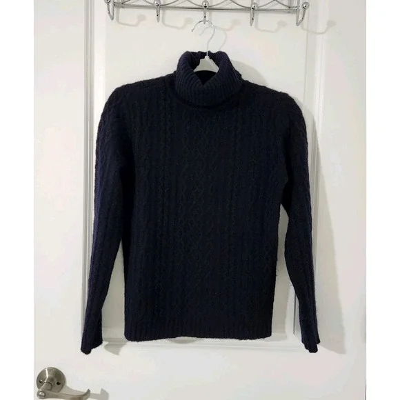 Lauren Ralph Lauren Womens Chunky Knit Sweater Wool Angora Rabbit Hair Blue Sz S