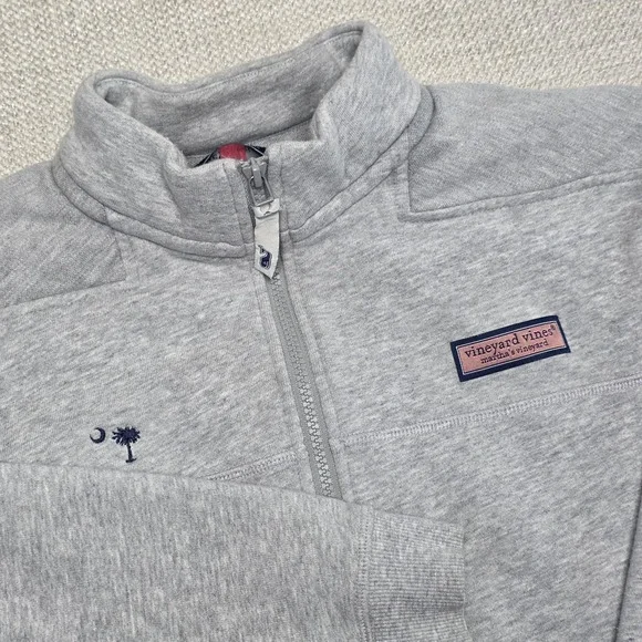 Vineyard Vines Sweater Mens S Gray Collegiate Shep Pullover Zip‎ Mock Sweatshirt