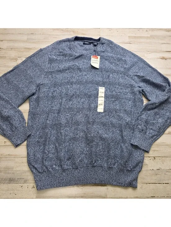 NWT Chaps Crewneck Sweater Men's 2XLT Big Tall 100% Cotton - Heathered Blue