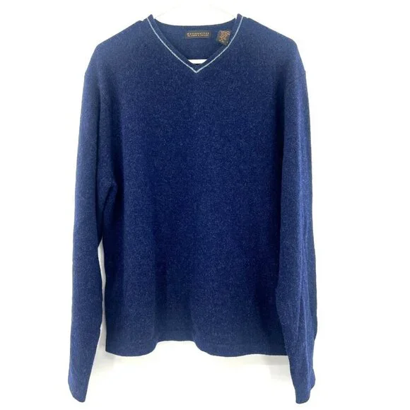 NWT Metropolitan by Lord and Taylor 100% Wool Navy V-Neck Sweater Men's XL