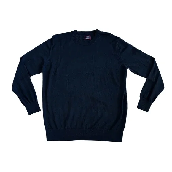 Untuckit Men's Sweater Zeppelin 100% Merino Wool Navy Blue Pullover Size XL Soft
