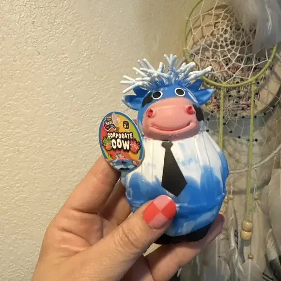Irre-Squish-Ible Corporate Cow Viral Squishy Toy in Blue NEW w/Tag
