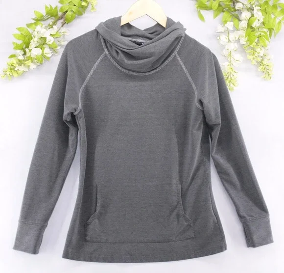 Kuhl Small Women's Alea Cowl Neck Pullover Thumbholes Gray Outdoor Hiking