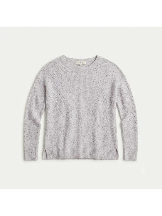 LOFT Women's Pale Lavender Speckled Knit Crewneck Pullover Sweater Sz S