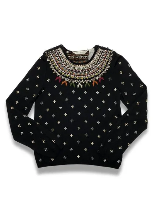 Oscar de la Renta Embellished Black Vintage Sweater Size M