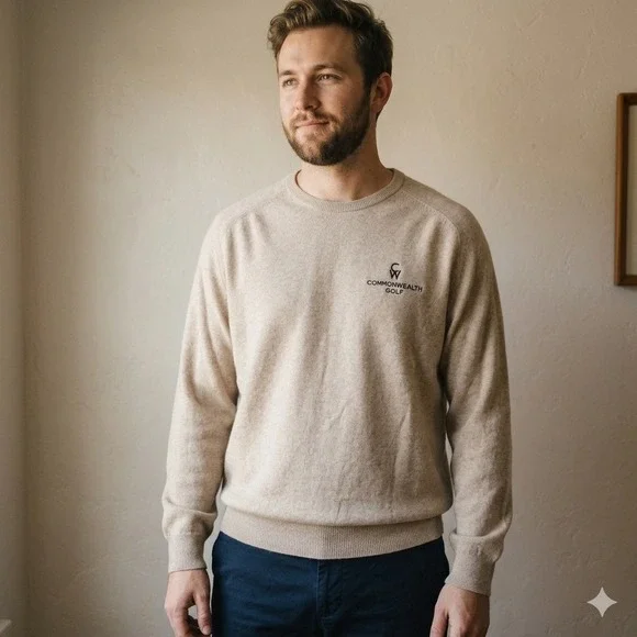 B. Draddy Top Mens XXL Tan 100% Scottish Cashmere‎ Commonwealth Golf Old Money