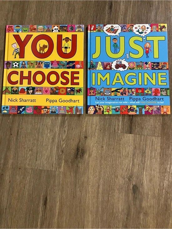 You Choose & Just Imagine Kids Picture Book Set - Bright Yellow and Blue