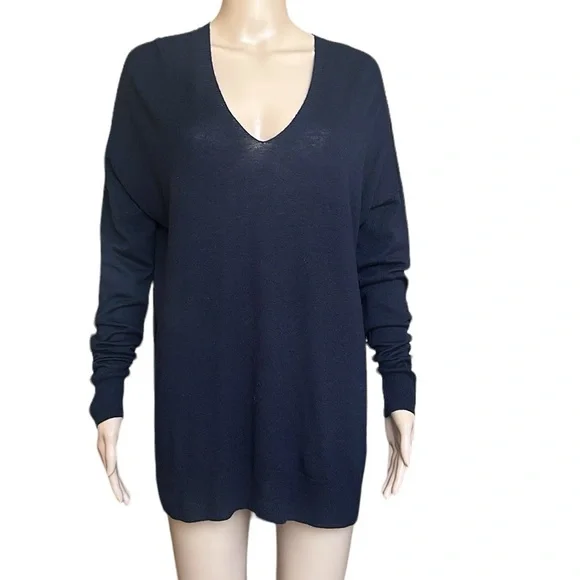 VINCE Wool Cashmere Thin Knit Oversized V-Neck Sweater Size M