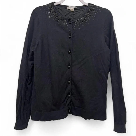 Vintage Pendleton women’s Medium long sleeve button up lined black silk cardigan