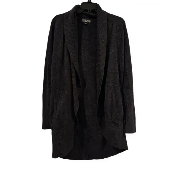 Barefoot Dreams Cozychic Lite Duster Women’s Sweater Black Open Front Pockets: S