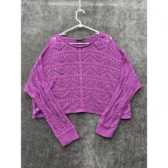 Allen B by Allen Schwartz Sweater Womens XL Pink Crochet Chunky Knit Scoop‎ Neck