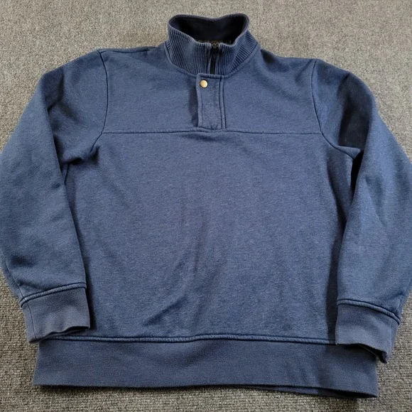 Orvis Men's Signature Fleece Jacket Men's M 1/4 Zip‎ Snap Sweatshirt Blue 615914