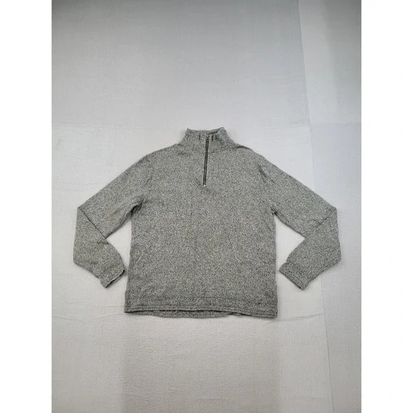 J Crew Men Sweater M Gray 1/4 Zip‎ Pullover Knit Wool Blend Long Sleeve Casual