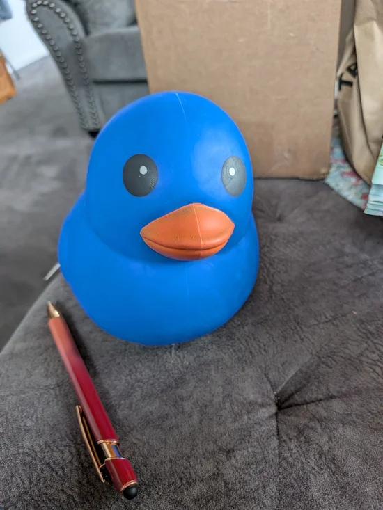 Blue Rubber Duck Bird Toy with Orange Beak