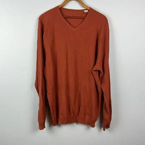 Tommy Bahama v neck large mens cotton ribbed sweater