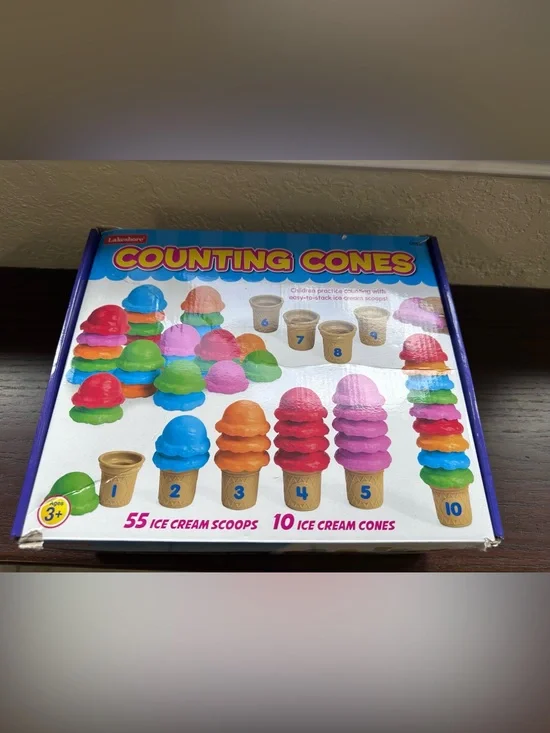Lakeshore Counting Cones Learning Set - Multicolor Ice Cream Stacking Toy