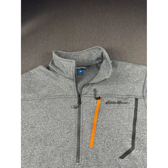 Eddie‎ Bauer First Ascent Mens Large Gray Quarter Zip Fleece Pullover Jacket